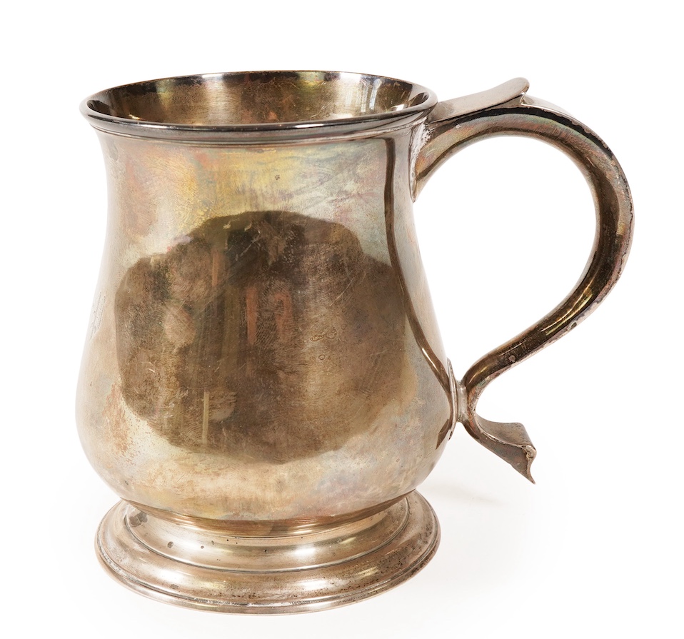 A George II silver mug, by Richard Bayley